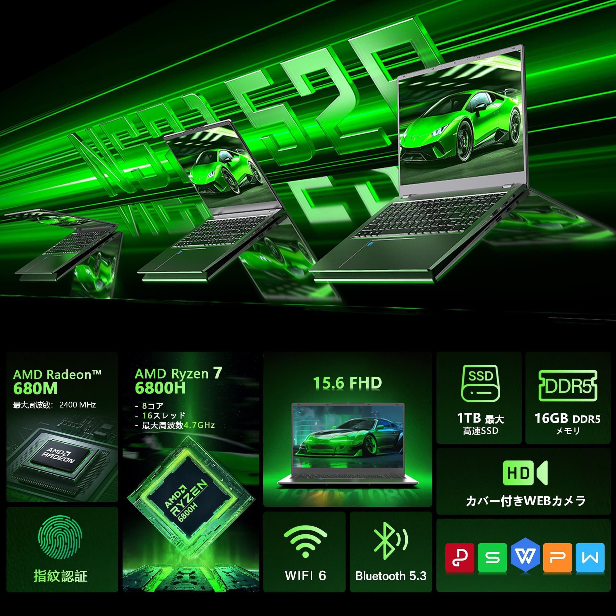 VETESA ノートパソコン 新品 PC 15.6インチ 16GB 512GB Wi-Fi6