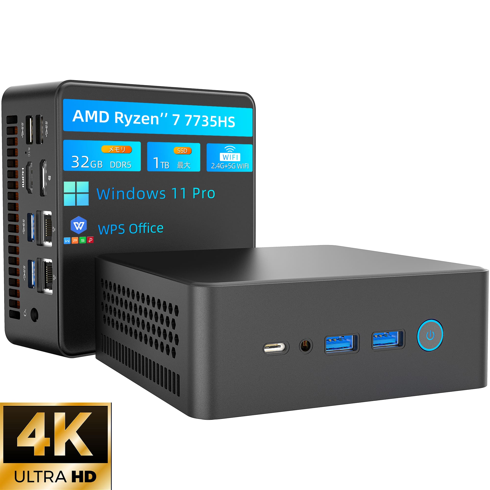 最新Ryzen7 7735HS ハイスペック手のひらサイズのミニPC＋おまけ