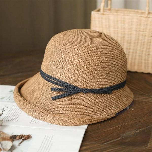 手編みストローHAT 帽子 レディース UV 紫外線対策 100％カット 折りたたみ 小顔効果 春夏...
