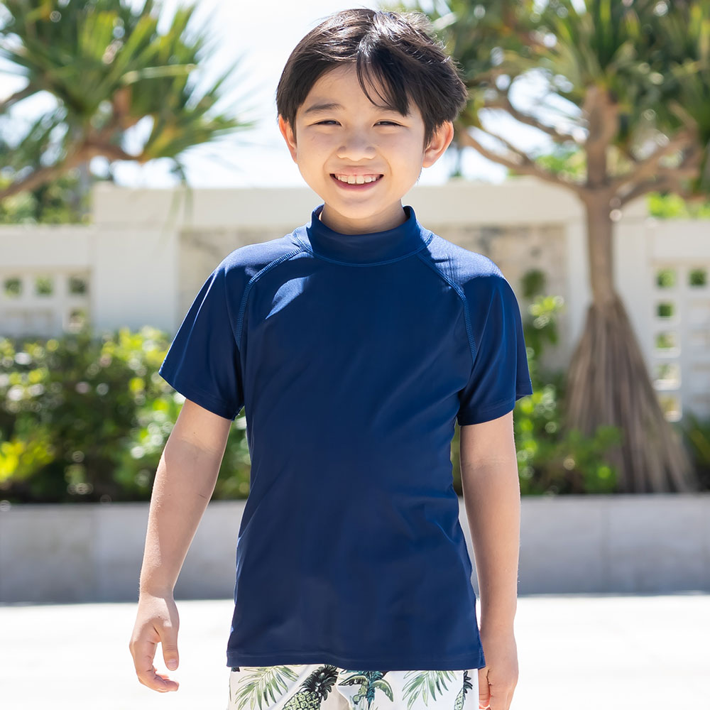 ラッシュガード キッズ 半袖Tシャツ 立ち襟 水着 男の子 女の子 ジュニア UV 日焼け対策 |  | 07