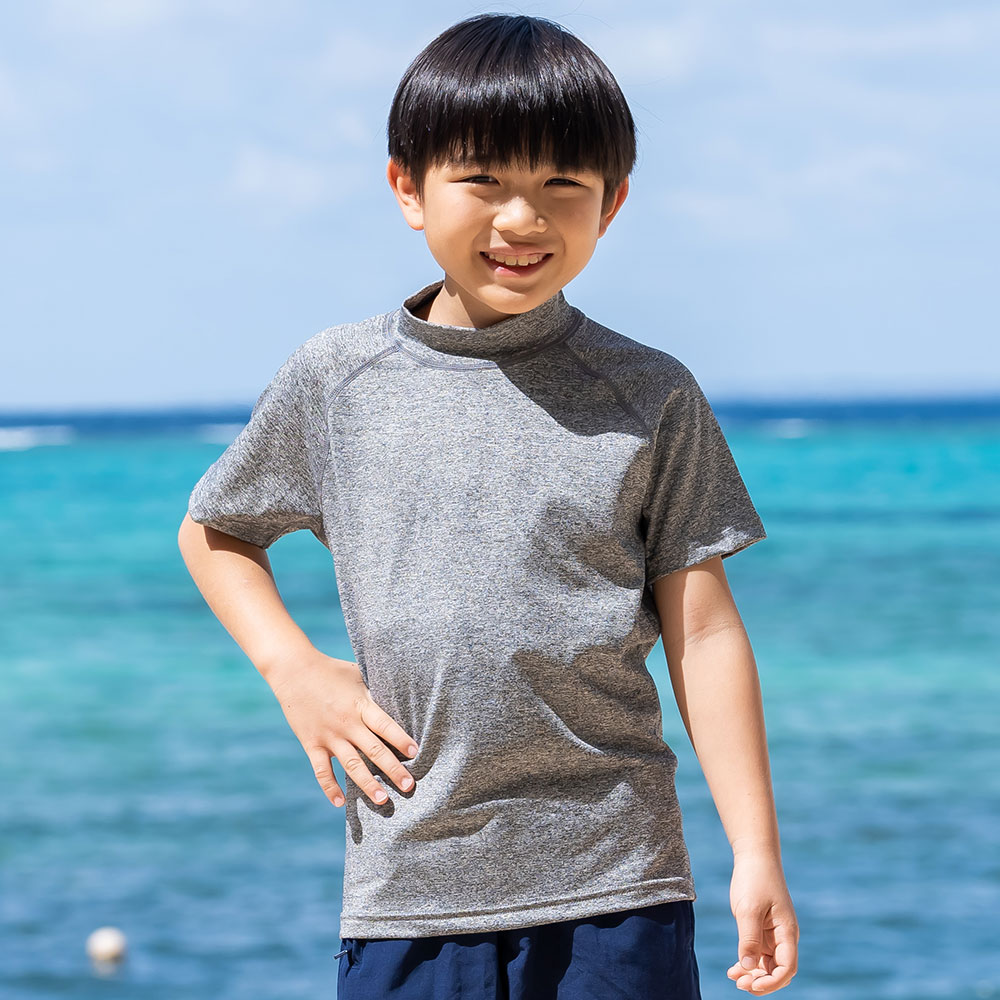 ラッシュガード キッズ 半袖Tシャツ 立ち襟 水着 男の子 女の子 ジュニア UV 日焼け対策 |  | 12