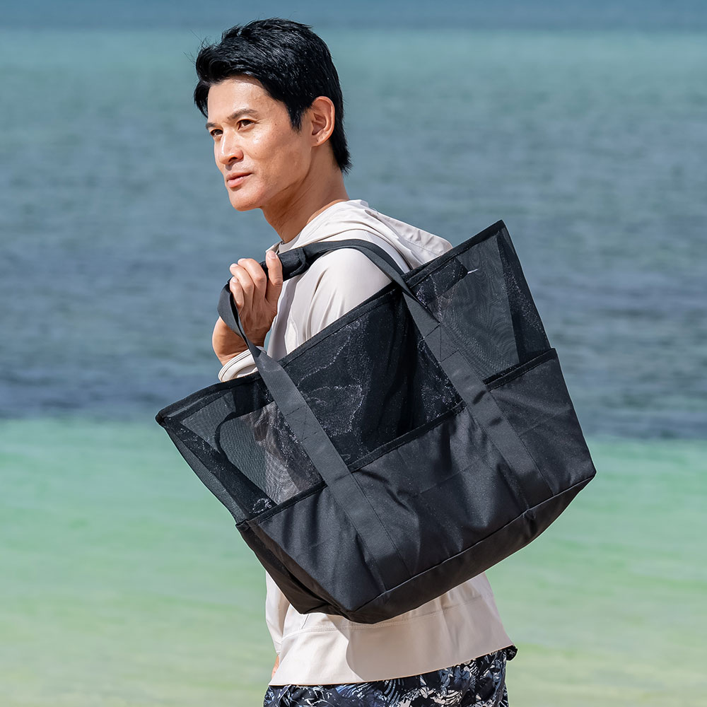 ビーチバッグ メッシュ トートバッグ 大容量 : リンネ スノー・アンド