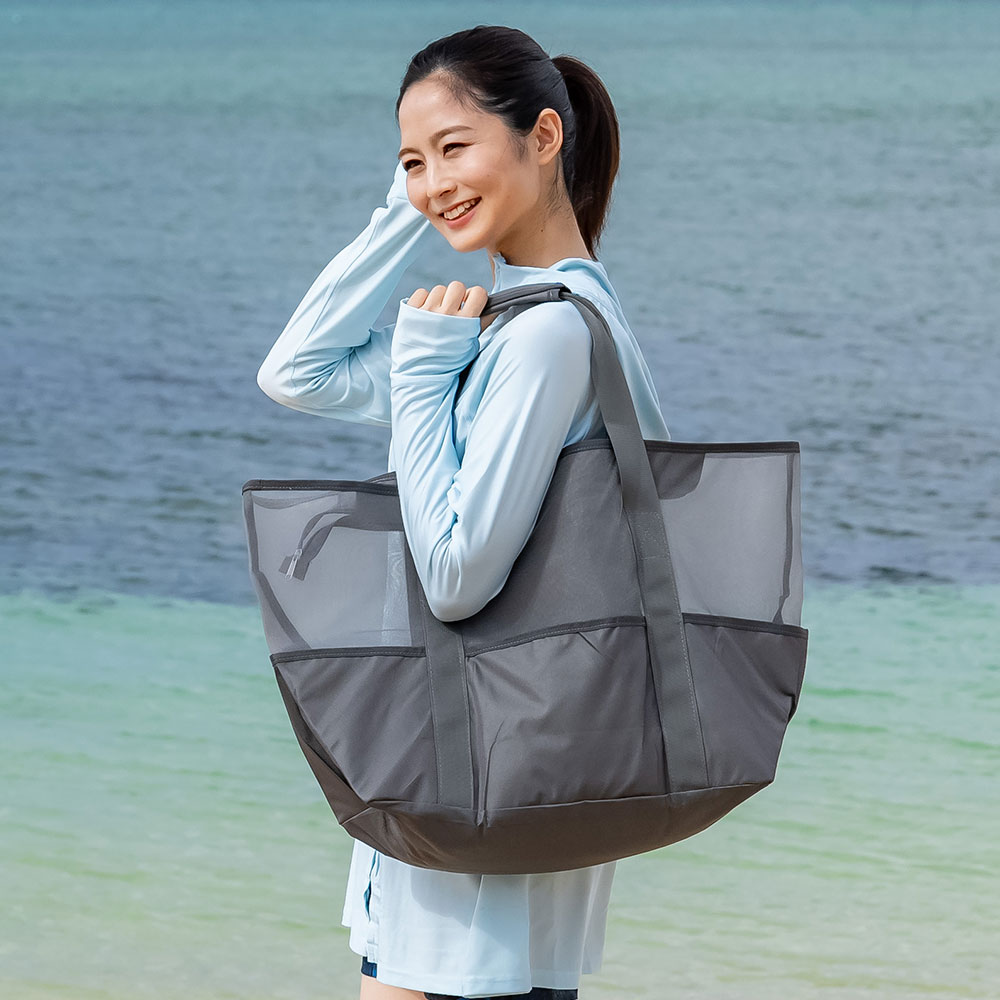 ビーチバッグ メッシュ トートバッグ 大容量 : リンネ スノー・アンド