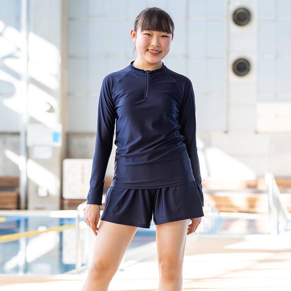 スクール水着 長袖セット 女の子 セパレート スパッツ型 キュロット型