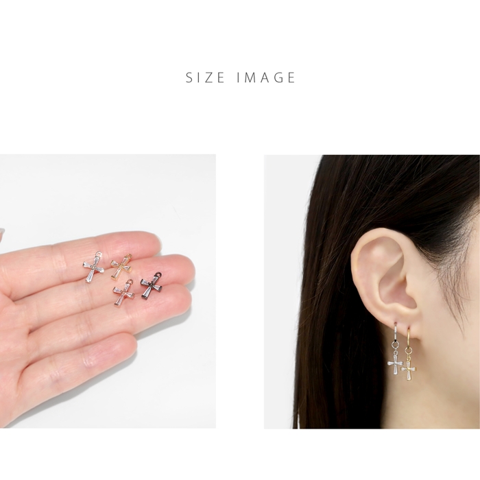 凛 RIN チャーム 14G 16G 18G クロス 十字架 ジュエル ジルコニア