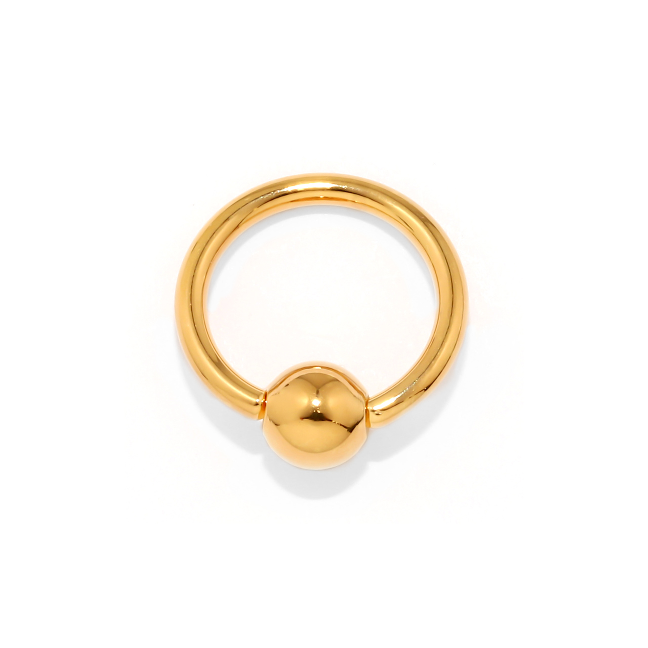 軟骨ピアス 16G 14G 18G ボディピアス 24金 24K コーティング リングピアス フープ ビーズリング ピアス 片耳用 | 凛 RIN | 01