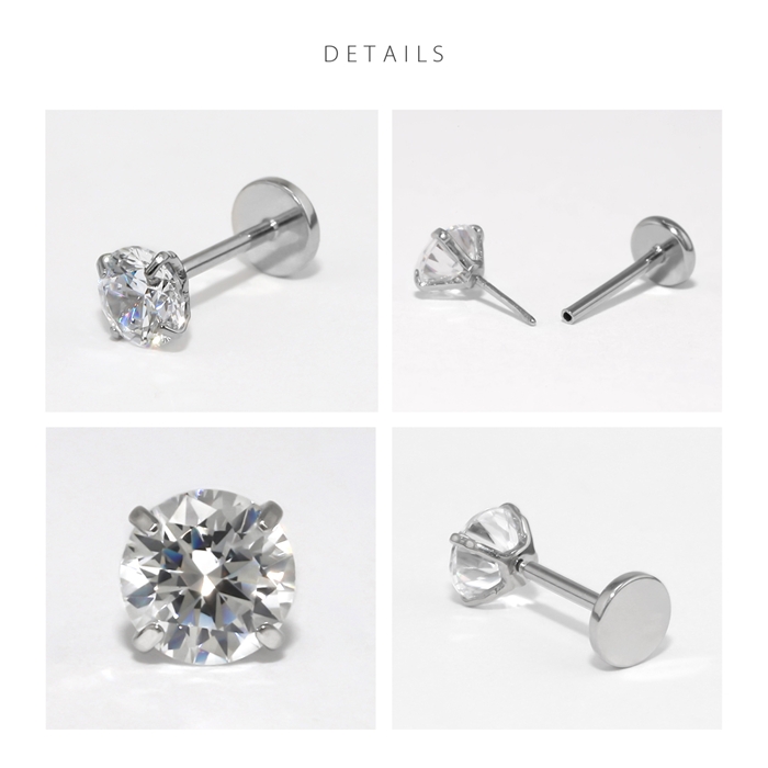 つけっぱなしにできるピアス トラガス プッシュピアス キラキラ 軟骨 20G ラブレット 片耳用 セカンドピアス 金属アレルギー対応 | 凛 RIN | 15