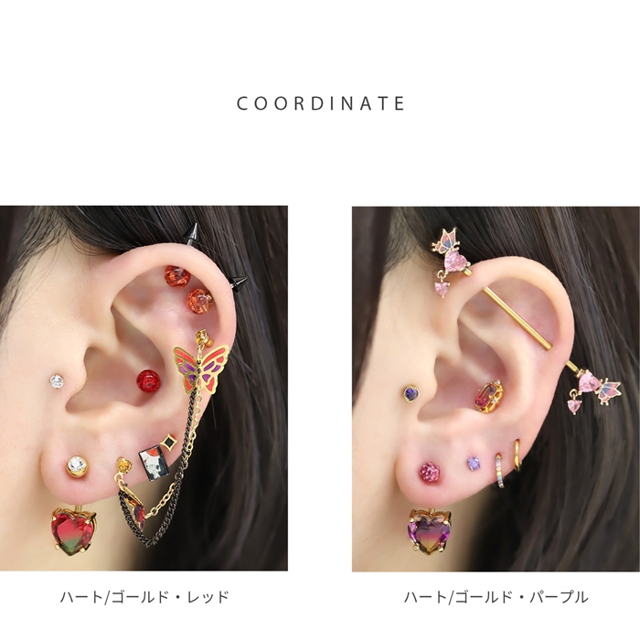 凛 RIN へそピアス 14G ボディピアス キラキラ ジュエル ハート