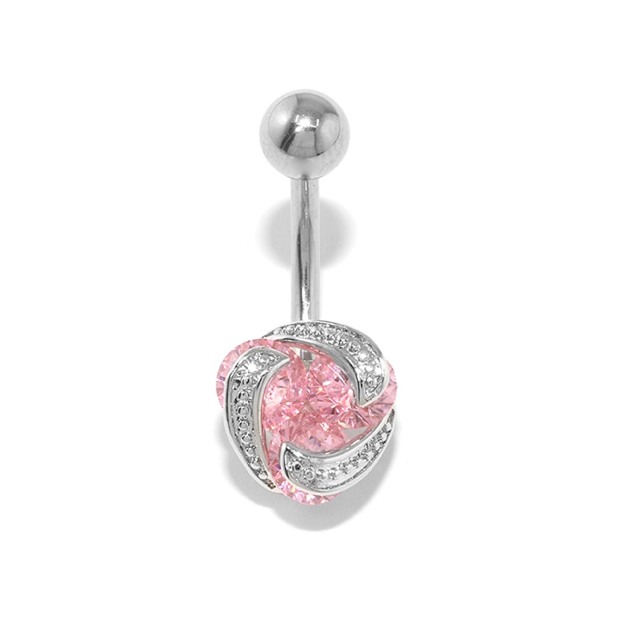へそピアス 14G ボディピアス 軟骨ピアス ジュエル バナナバーベル レディース シルバー キラキラ 片耳用 | 凛 RIN | 02