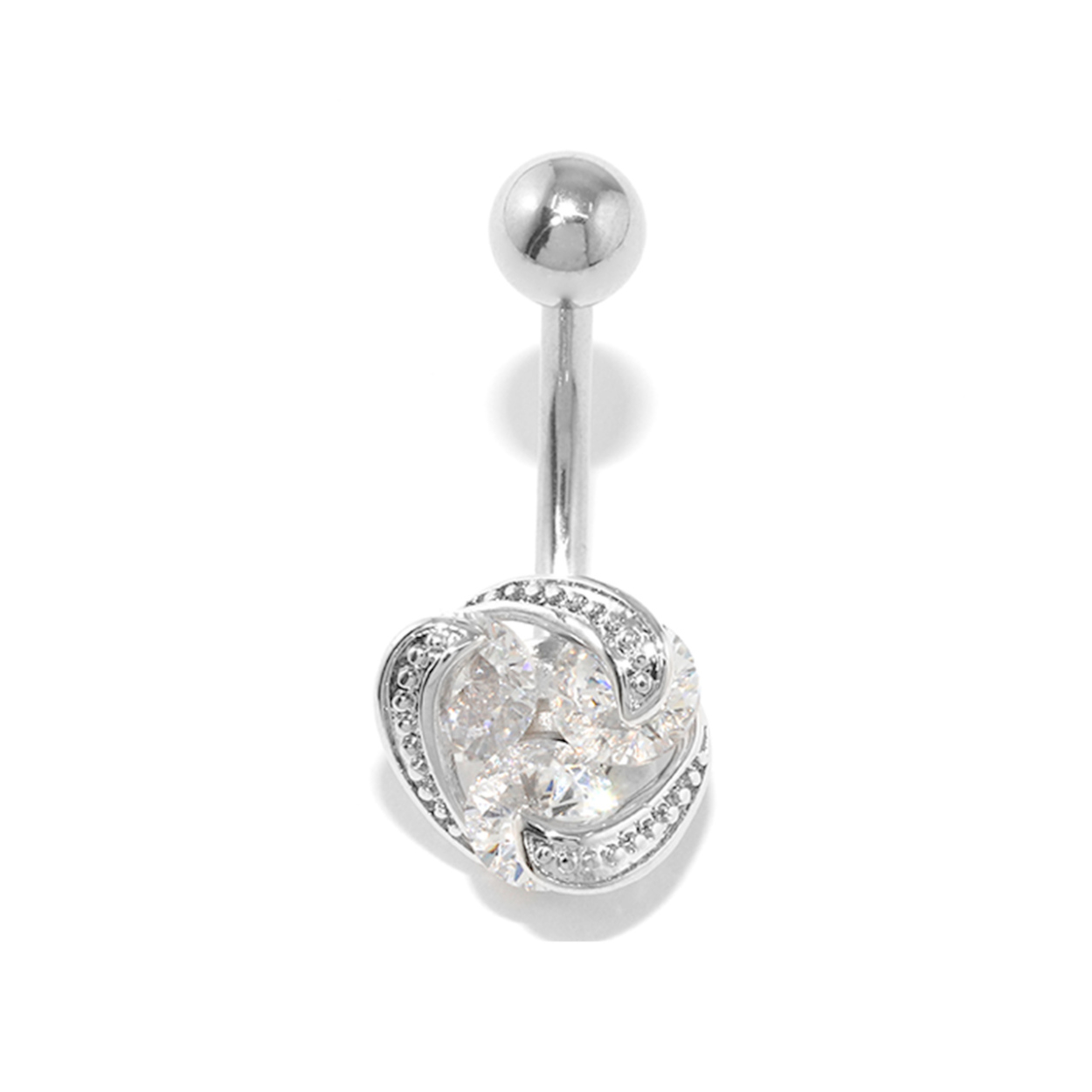 へそピアス 14G ボディピアス 軟骨ピアス ジュエル バナナバーベル レディース シルバー キラキラ 片耳用 | 凛 RIN | 01