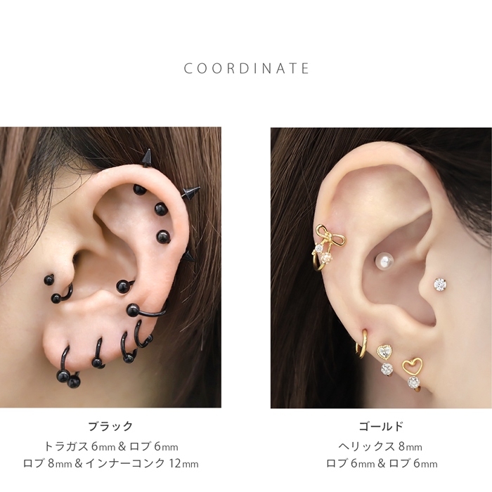 ピアス　No.4448 凛 RIN ボディピアス 軟骨ピアス 14G 16G 18G カラー サーキュラー