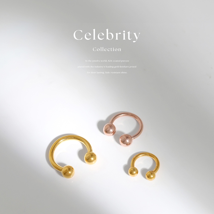 ボディピアス 24K 24金 コーティング 18G 16G 14G サーキュラーバーベル ピアス つけっぱなし ゴールド 金属アレルギー対応 片耳用 | 凛 RIN | 04