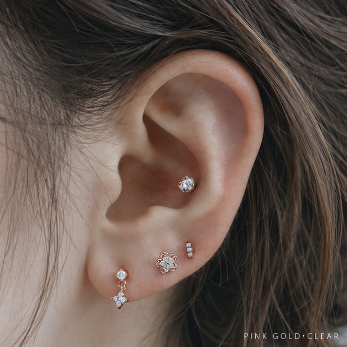 ボディピアス 花 16G 軟骨ピアス トラガス フラワー ストレートバーベル サージカルステンレス 片耳用 | 凛 RIN | 12
