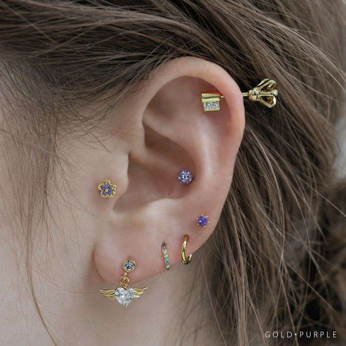 ボディピアス 花 16G 軟骨ピアス トラガス フラワー ストレートバーベル サージカルステンレス 片耳用 | 凛 RIN | 14