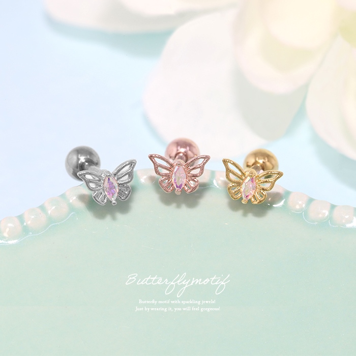 凛 RIN ボディピアス 蝶 16G 軟骨ピアス 蝶々 サージカルステンレス