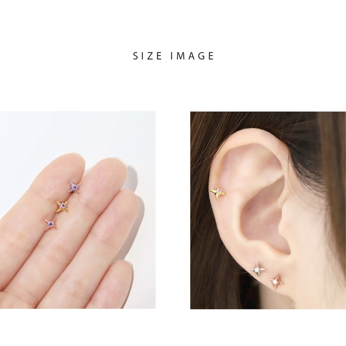 凛 RIN ボディピアス 16G 星 スター 軟骨ピアス ジュエル キラキラ