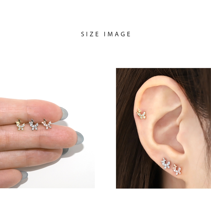 凛 RIN 軟骨ピアス 16G ボディピアス 蝶々 バタフライ ジュエル 可愛い