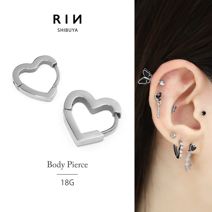 凛 RIN 軟骨ピアス 18G ボディピアス ハート はーと ワンタッチ