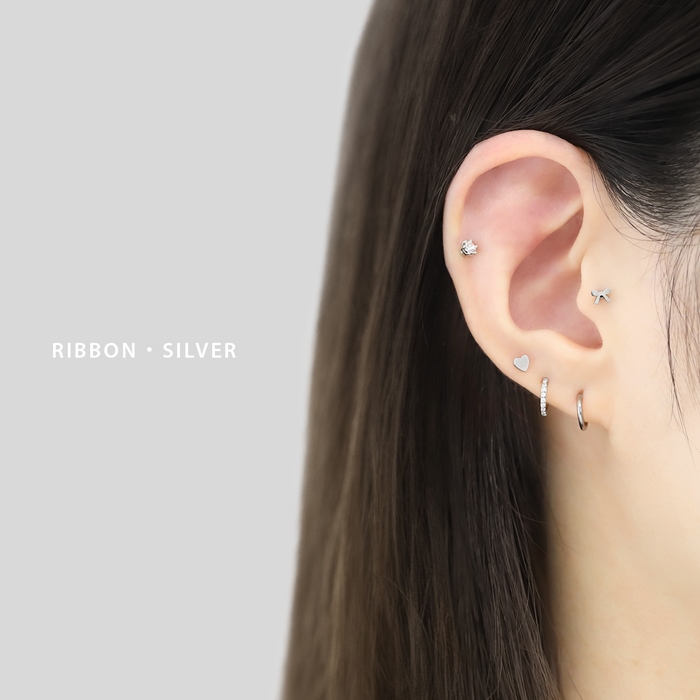 凛 RIN 軟骨ピアス 16G ボディピアス ハート リボン つけっぱなし