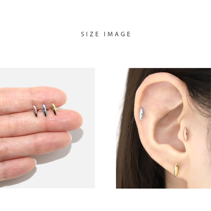 凛 RIN 軟骨ピアス 16G ボディピアス 楕円形 シンプル ストレート