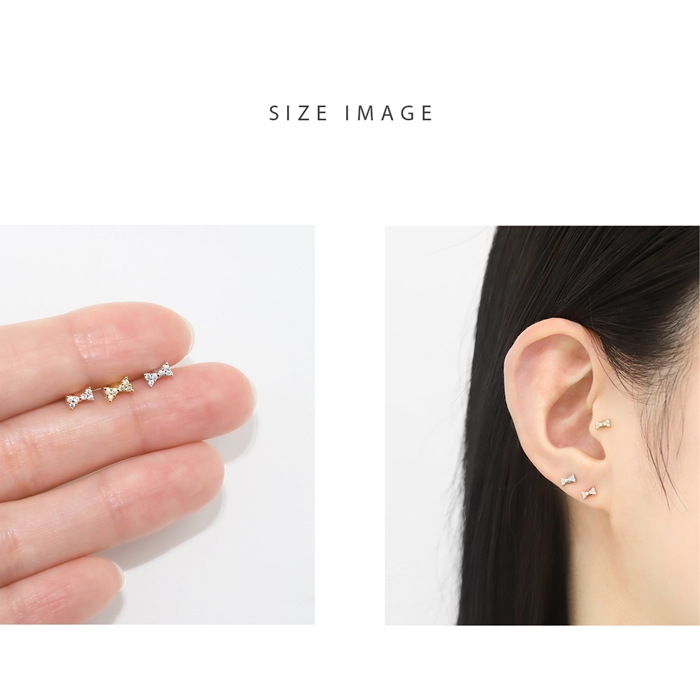 凛 RIN 軟骨ピアス 16G ボディピアス リボン 小さい ジルコニア