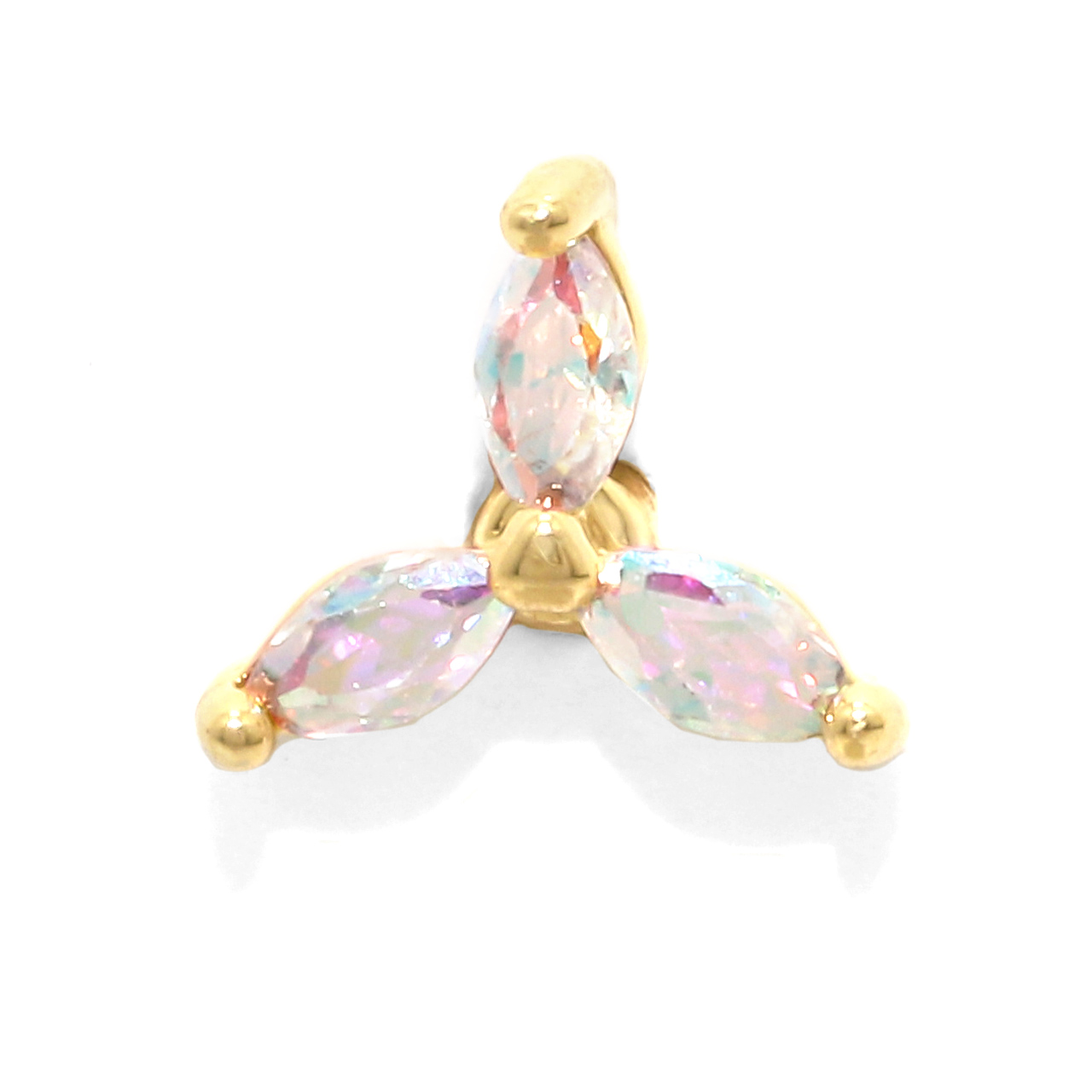 凛 RIN 軟骨ピアス 16G ボディピアス フラワー 三つ葉 キラキラ