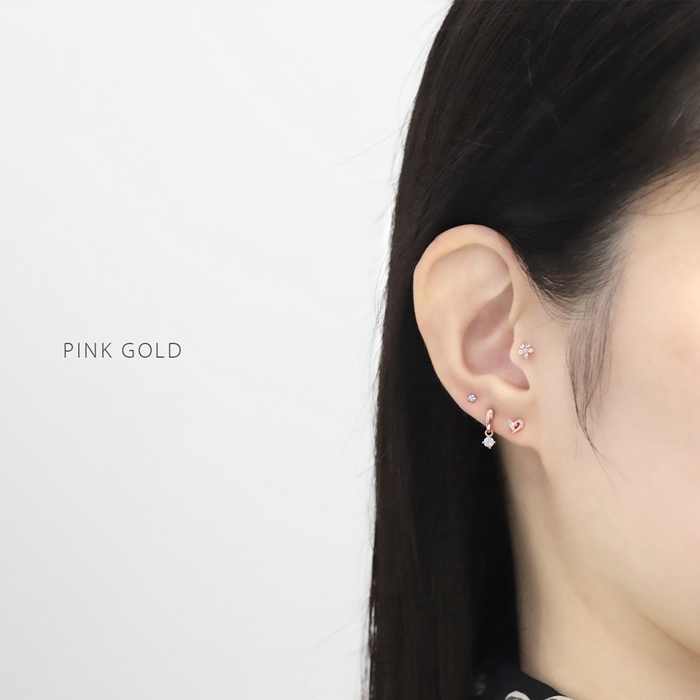 軟骨ピアス 16G ボディピアス ハート かわいい ジュエル 小ぶり トラガス サージカルステンレス 片耳用 | 凛 RIN | 06