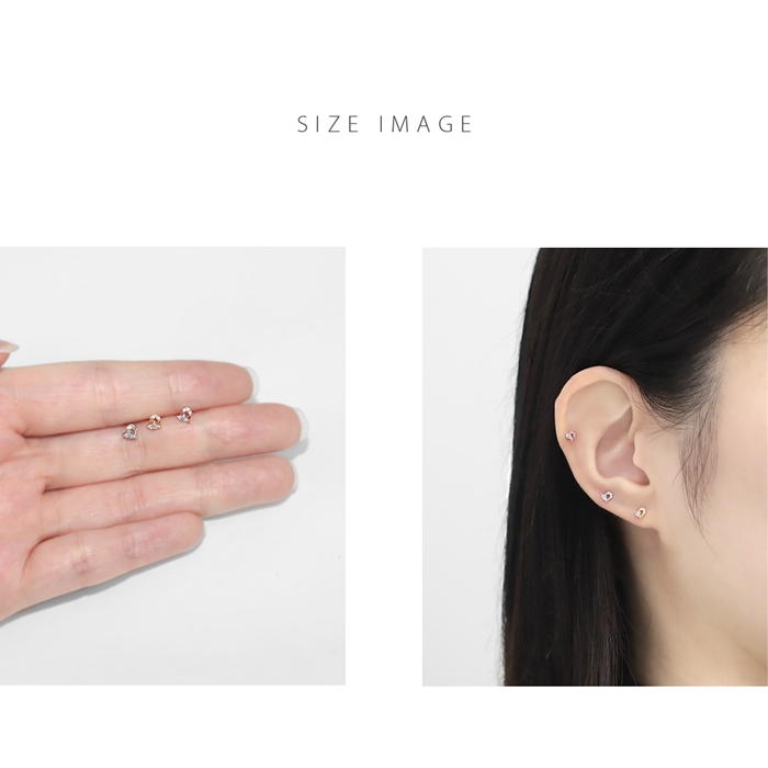 軟骨ピアス 16G ボディピアス ハート かわいい ジュエル 小ぶり トラガス サージカルステンレス 片耳用 | 凛 RIN | 08