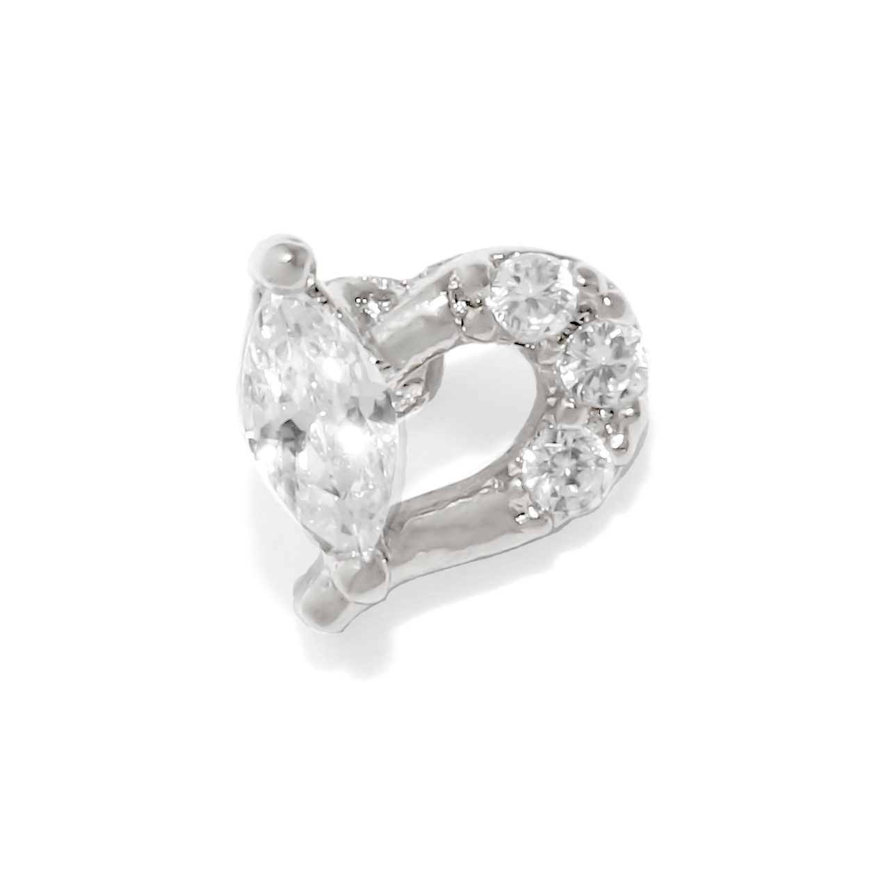 軟骨ピアス 16G ボディピアス ハート かわいい ジュエル 小ぶり トラガス サージカルステンレス 片耳用 | 凛 RIN | 01