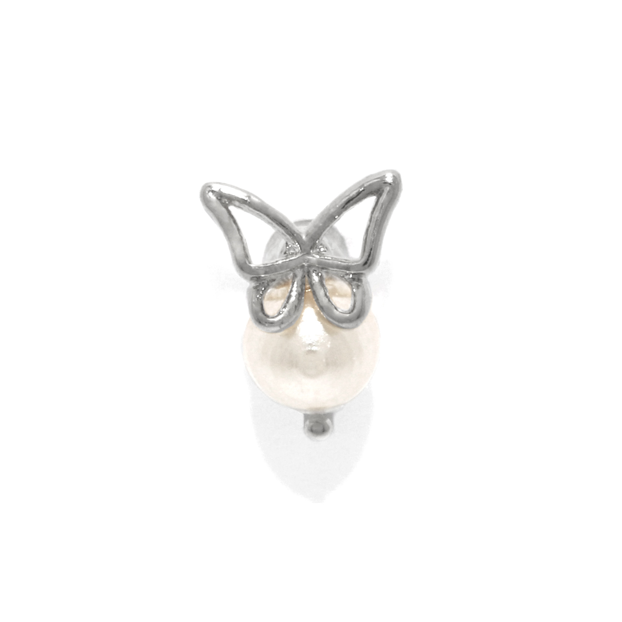 軟骨ピアス パール 16G ボディピアス 蝶 バタフライ 小さめ ストレートバーベル サージカルステンレス トラガス 片耳用 | 凛 RIN | 01