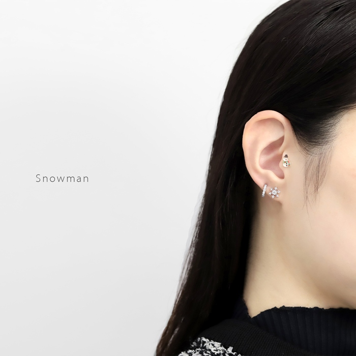 軟骨ピアス 16G ボディピアス サンタ ツリー 雪だるま クリスマス 冬 スノーマン サージカルステンレス 片耳用 | 凛 RIN | 06