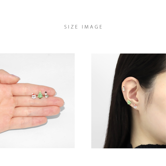 軟骨ピアス 16G ボディピアス サンタ ツリー 雪だるま クリスマス 冬 スノーマン サージカルステンレス 片耳用 | 凛 RIN | 08