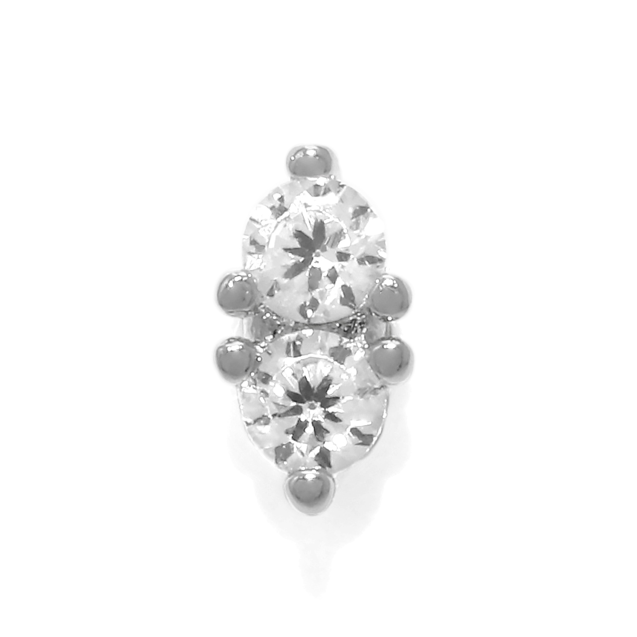 軟骨ピアス 16G ボディピアス 小さい 2粒 キラキラ ジュエル サージカルステンレス 可愛い トラガス 片耳用 | 凛 RIN | 01