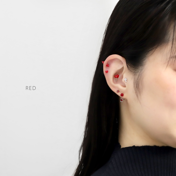 軟骨ピアス 16G ボディピアス ハート ミニ 小さい サージカルステンレス 可愛い おしゃれ トラガス 片耳用 | 凛 RIN | 10