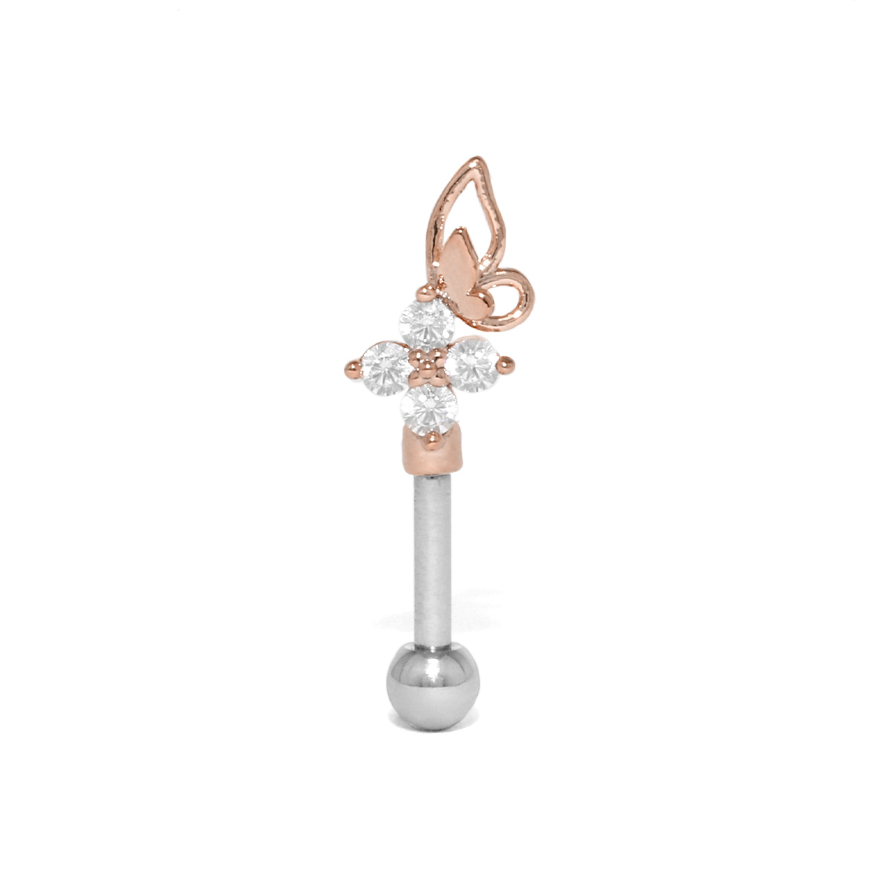 凛 RIN 軟骨ピアス 16G ボディピアス 蝶 バタフライ 花 フラワー