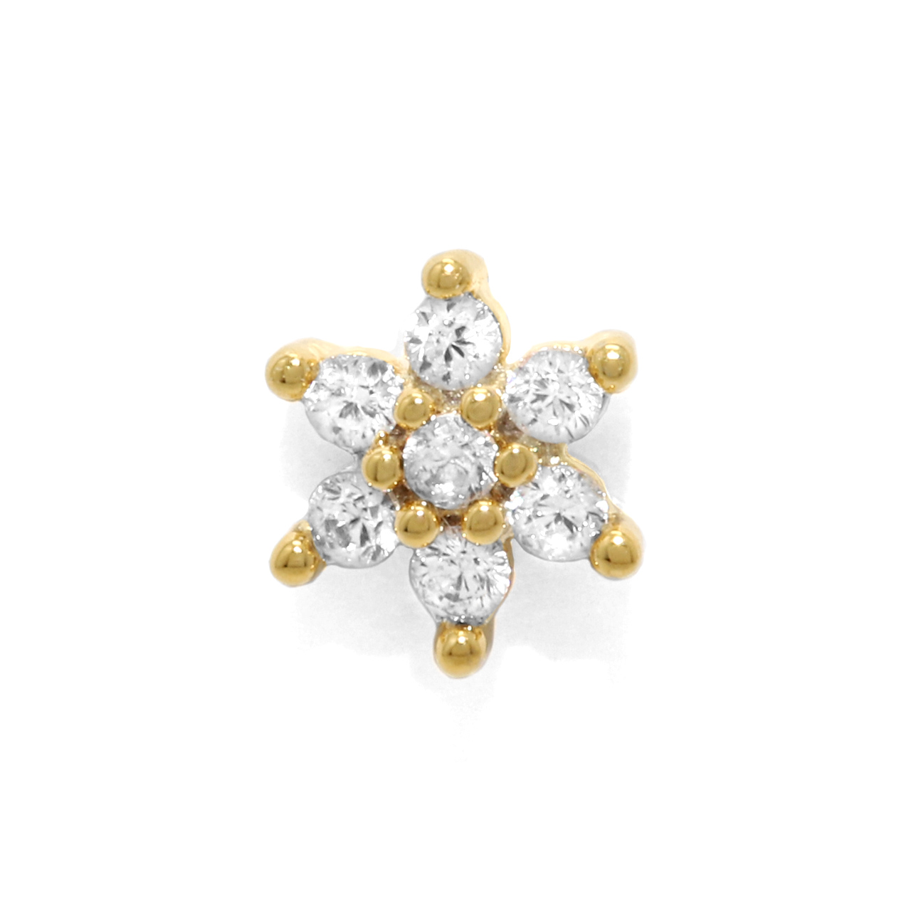 軟骨ピアス 16G ボディピアス 雪の結晶 小さい ジュエル ジルコニア サージカルステンレス トラガス 片耳用 | 凛 RIN | 02