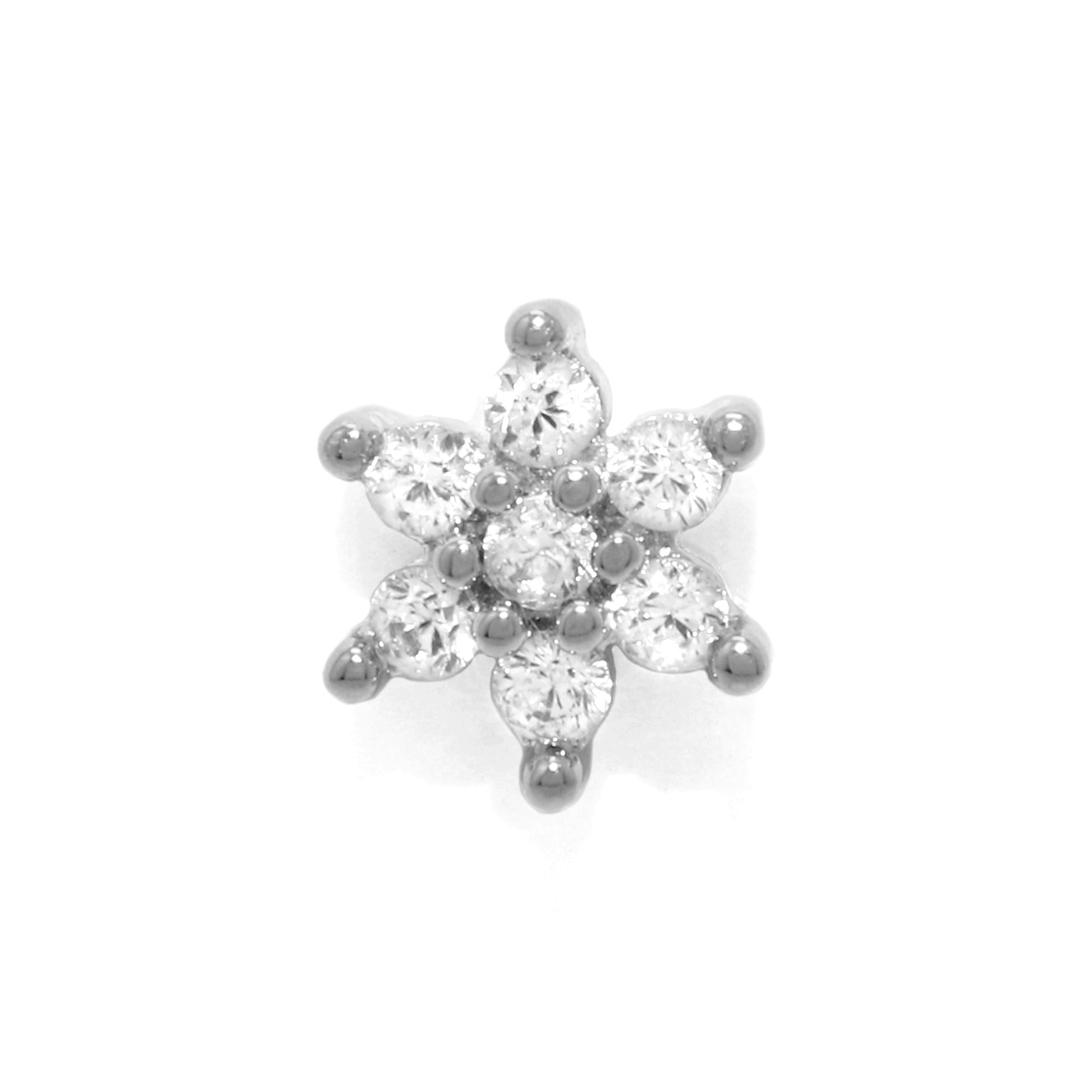 軟骨ピアス 16G ボディピアス 雪の結晶 小さい ジュエル ジルコニア サージカルステンレス トラガス 片耳用 | 凛 RIN | 01