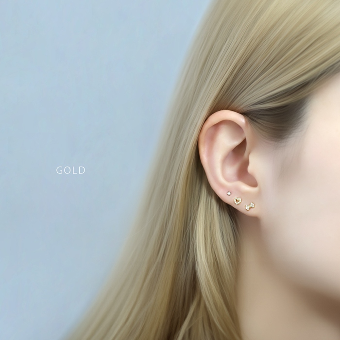 軟骨ピアス 16G ボディピアス リボン バレエコア ジルコニア ストレートバーベル サージカルステンレス 片耳用 | 凛 RIN | 06