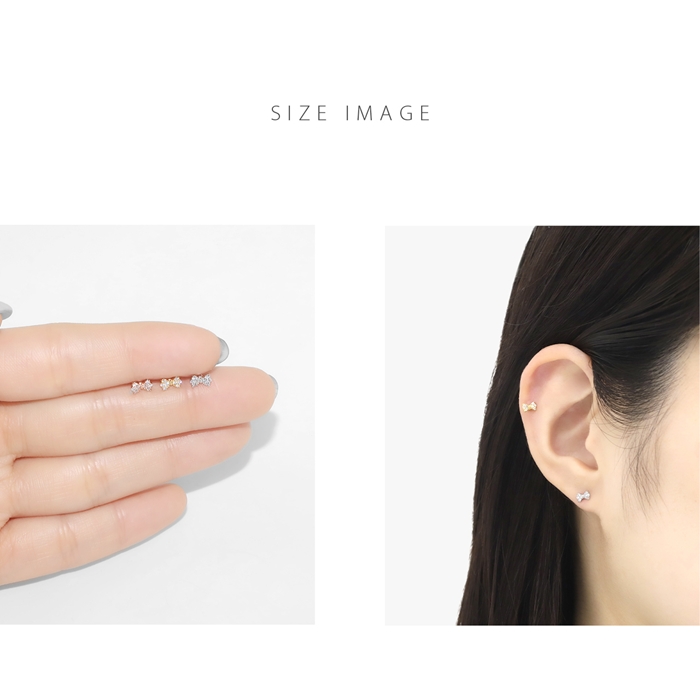 軟骨ピアス 16G ボディピアス リボン バレエコア ジルコニア ストレートバーベル サージカルステンレス 片耳用 | 凛 RIN | 08