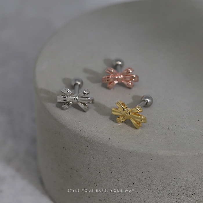 軟骨ピアス 16G ボディピアス リボン りぼん バレエコア 上品 ストレートバーベル サージカルステンレス 片耳用 | 凛 RIN | 04