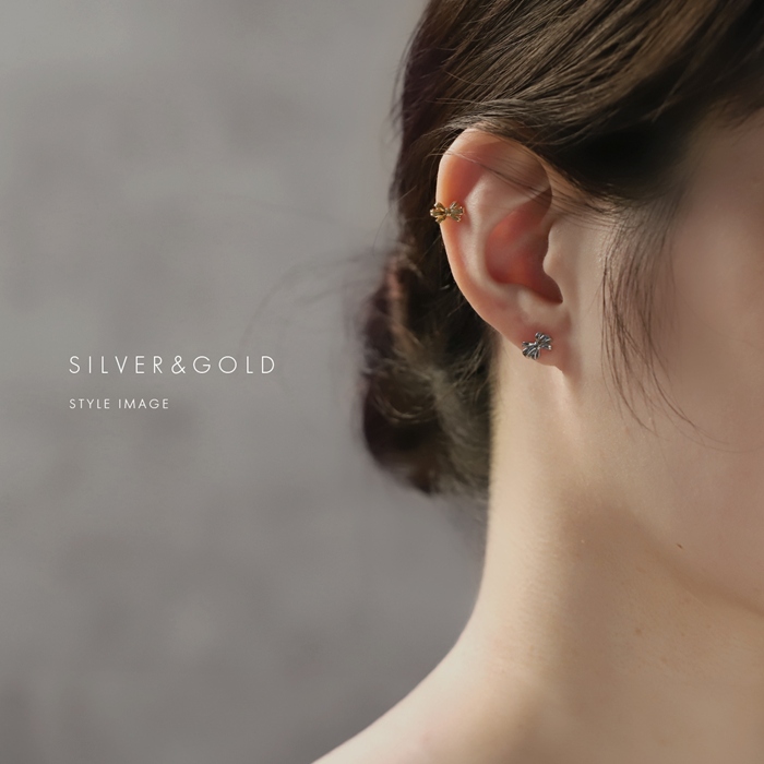 軟骨ピアス 16G ボディピアス リボン りぼん バレエコア 上品 ストレートバーベル サージカルステンレス 片耳用 | 凛 RIN | 06