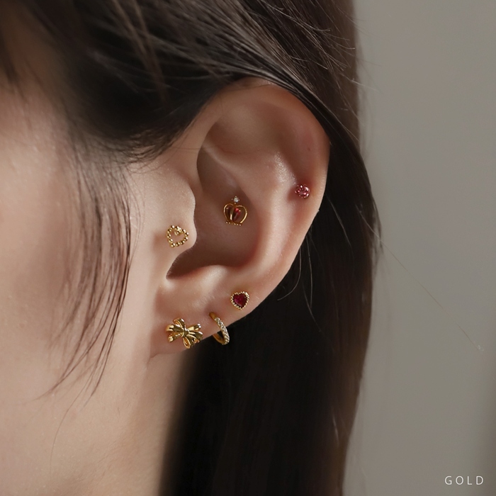 軟骨ピアス 16G ボディピアス リボン りぼん バレエコア 上品 ストレートバーベル サージカルステンレス 片耳用 | 凛 RIN | 09