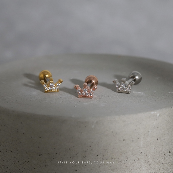 凛 RIN 軟骨ピアス 16G ボディピアス 王冠 クラウン ジュエル 小さめ