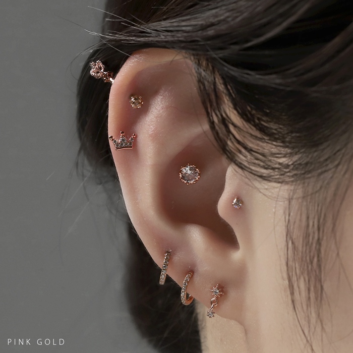 凛 RIN 軟骨ピアス 16G ボディピアス 王冠 クラウン ジュエル 小さめ