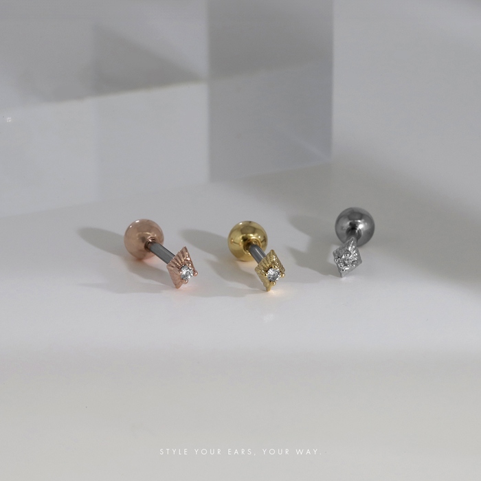 凛 RIN 軟骨ピアス 16G ボディピアス ダイヤ ひし形 小さい ジュエル