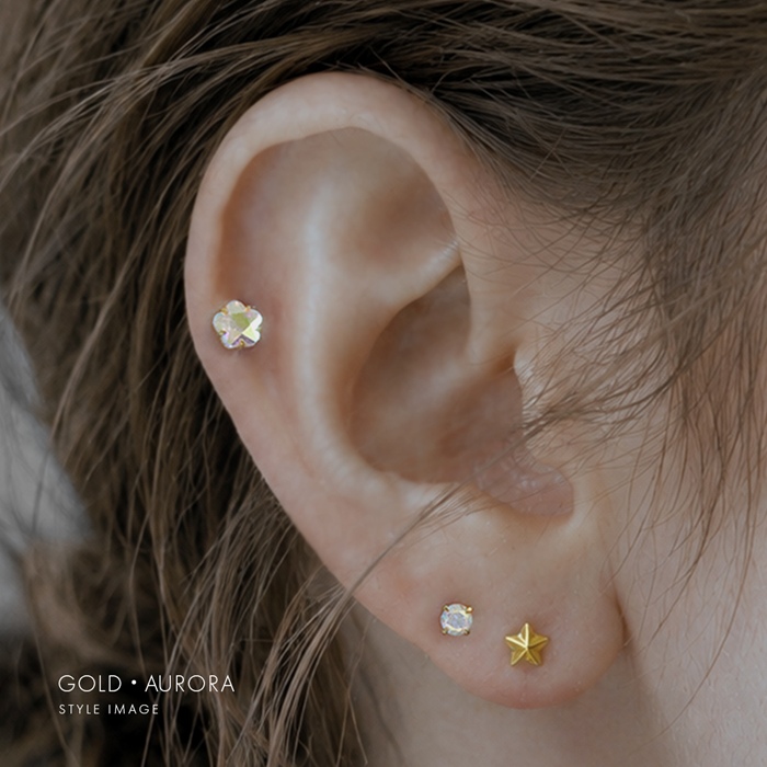 軟骨ピアス 16G ボディピアス 花 小さい ジュエル フラワー ストレートバーベル サージカルステンレス 片耳用 | 凛 RIN | 11