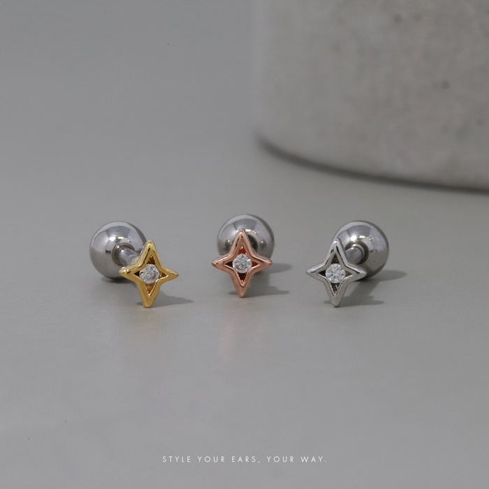 軟骨ピアス 16G ボディピアス 星 スター ジュエル 小さい ジルコニア ストレートバーベル サージカルステンレス 片耳用 | 凛 RIN | 04