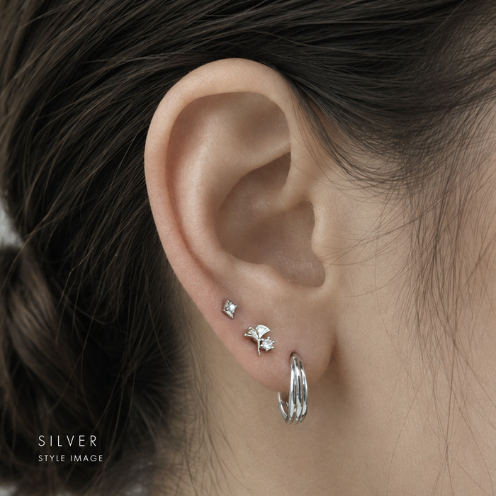 軟骨ピアス 16G ボディピアス イチョウ 葉 植物 秋 ジュエル ジルコニア ストレートバーベル サージカルステンレス 片耳用 | 凛 RIN | 08