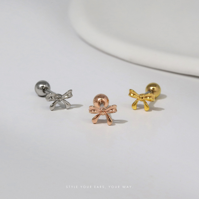 軟骨ピアス 16G ボディピアス リボン りぼん かわいい ストレートバーベル サージカルステンレス 片耳用 | 凛 RIN | 04
