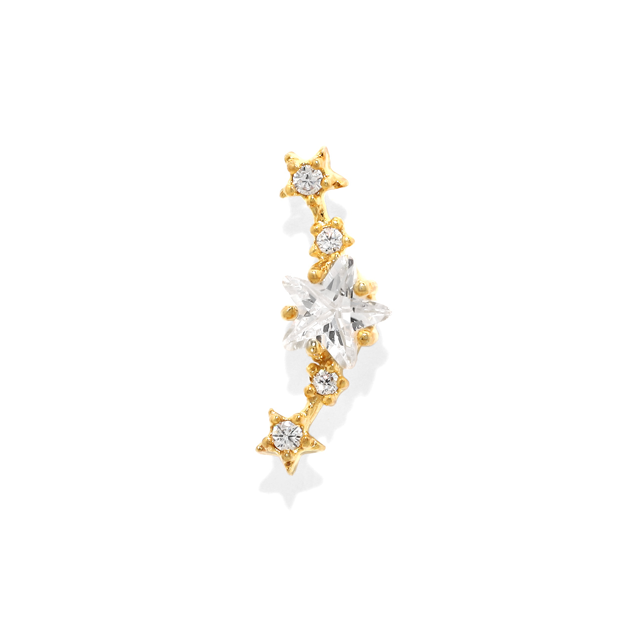 ✿美品✿スターラインイヤリングピアス(両耳) 凛 RIN ボディピアス 16G 軟骨 星 スター ジュエルライン 可愛い 宇宙
